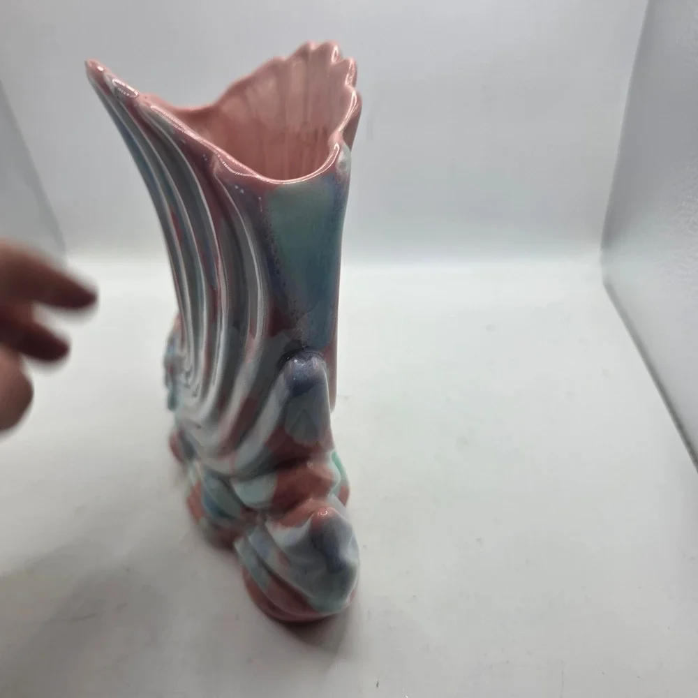 Royal Haeger R-712 Swan Planter Vase Pink Blue Turquoise MCM Art Pottery USA